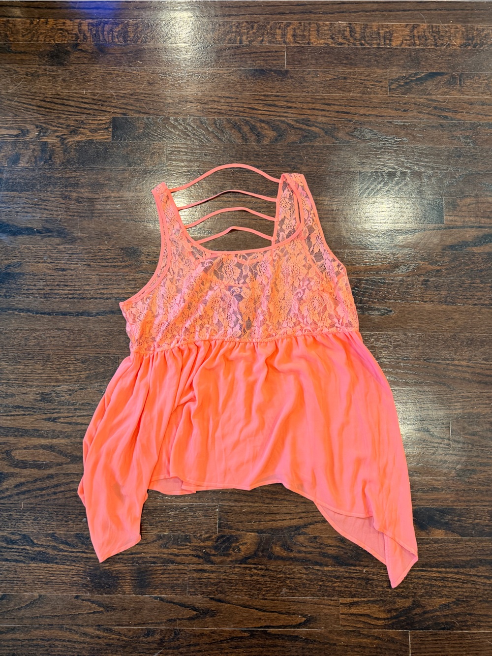 Torrid Women's Coral Lace Babydoll with Sharkbite hem. NWT.